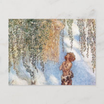 Princesa John Bauer en una postal de árbol