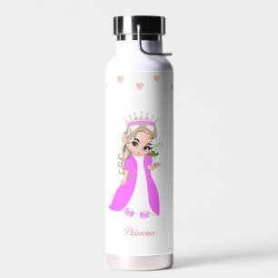 Princesa linda y estrellas en botella de agua blan