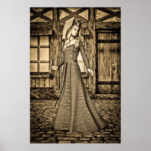 Princesa Medieval Sepia Arte Renacentista