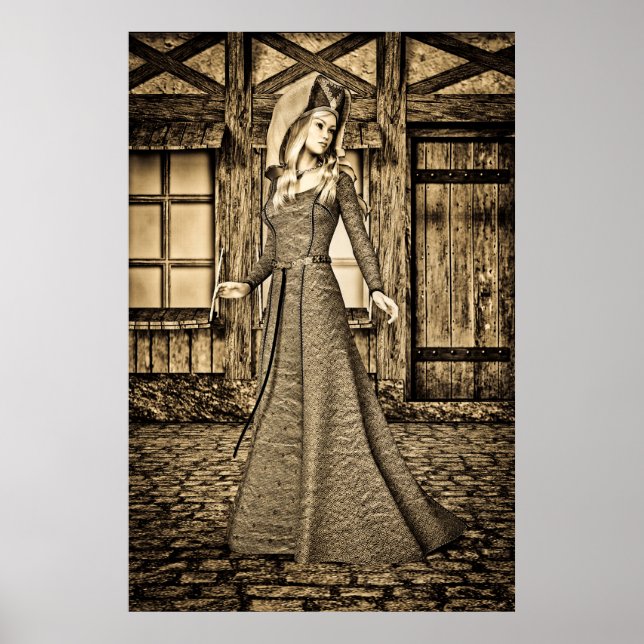 Princesa Medieval Sepia Arte Renacentista (Frente)