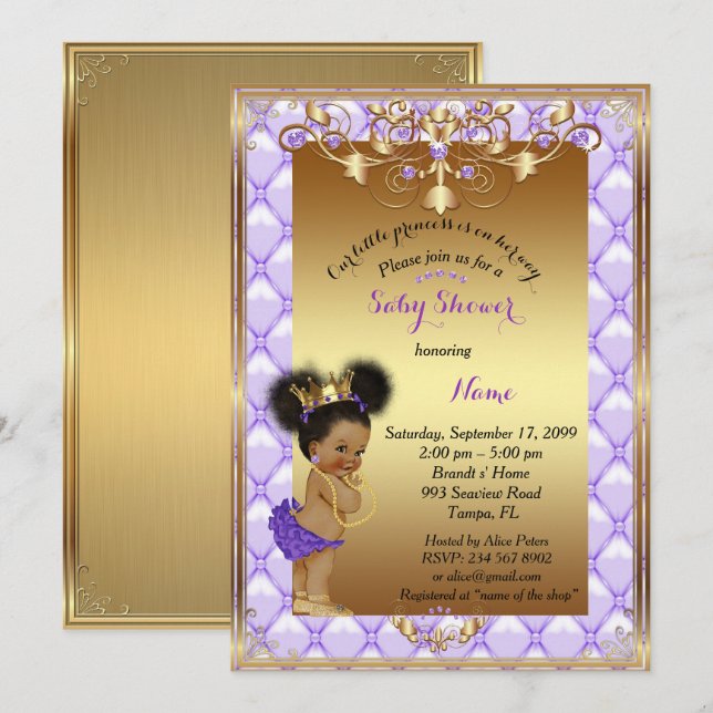 Princesa Nética, Invitación Baby Shower, (Anverso / Reverso)