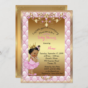 Princesa pequeña, invitación Baby Shower, oro