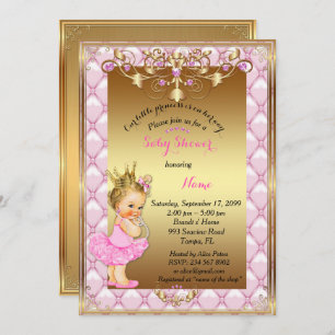 Princesa pequeña rubia, invitación Baby Shower, or