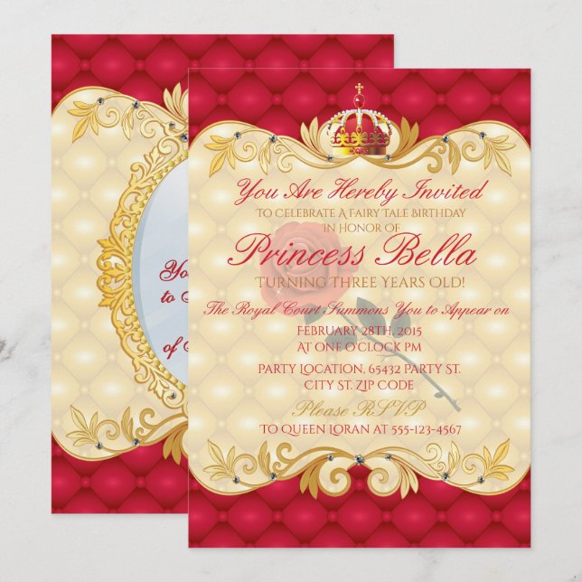 Princesa Real, Invitaciones de cumpleaños de Rosas (Anverso / Reverso)