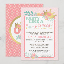 Princesa Rosa Bebé Primera Invitación de cumpleaño