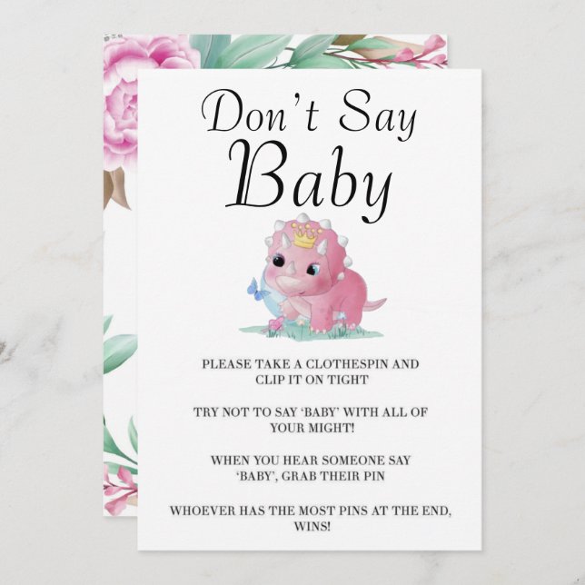 Princesa Rosa Dinosaurio Peony no dice bebé (Anverso / Reverso)