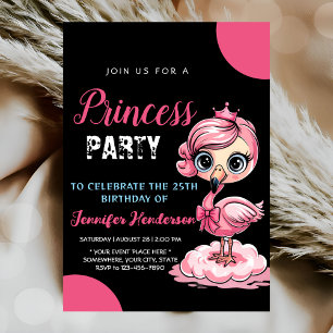 Princesa Rosa Flamingo Invitación a la fiesta de c
