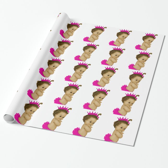 Princesa Rosa Niña Ducha Papel De Envoltura (Desenrollado)