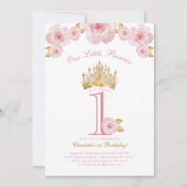 Princesa Rosa y Oro Invitación al primer cumpleaño