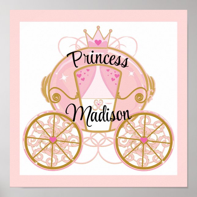 Princesa Royal Carriage Arte de Muro Rosa y Oro (Frente)