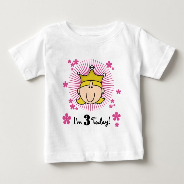 Princesa Rubia 3 camisetas de cumpleaños y regalos (Anverso)