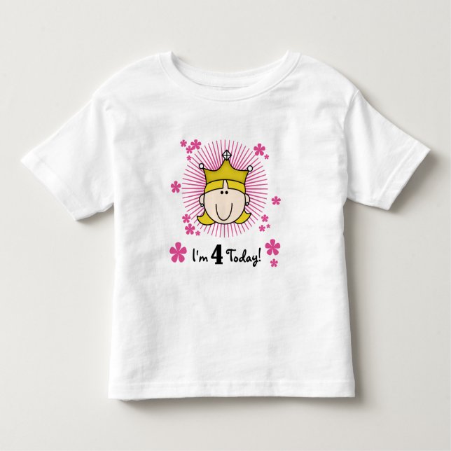 Princesa Rubia 4 camisetas de cumpleaños y regalos (Anverso)