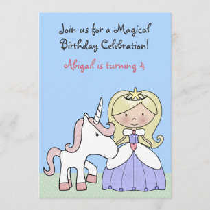 Princesa rubia e invitación de cumpleaños a Unicor