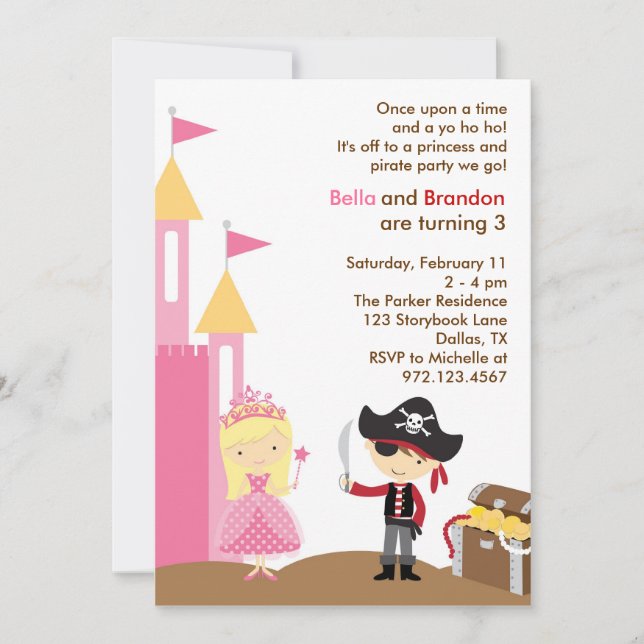 Princesa rubia e invitación pirata (Anverso)