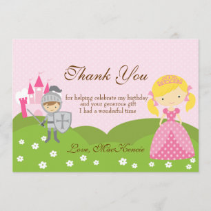 Princesa rubia y cumpleaños Knight Gracias tarjeta