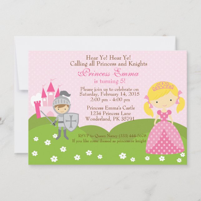 Princesa (rubia) y invitación de cumpleaños de Kni (Anverso)