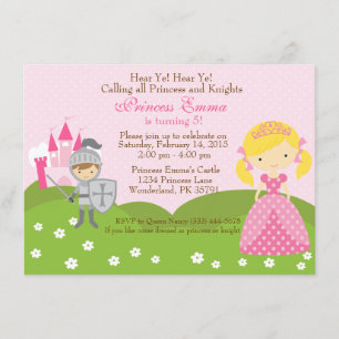 Princesa (rubia) y invitación de cumpleaños de Kni