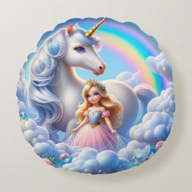 Princesa Unicornio Almohada Arcoíris – Cuento de H (Anverso)
