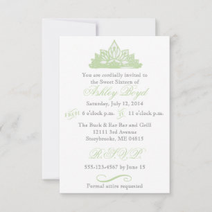 Princesa Verde Dulce Dieciséis Invitaciones
