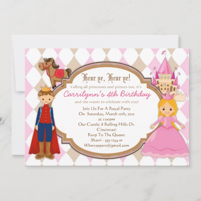 Princesa y Príncipe - Invitaciones para fiestas de (Anverso)