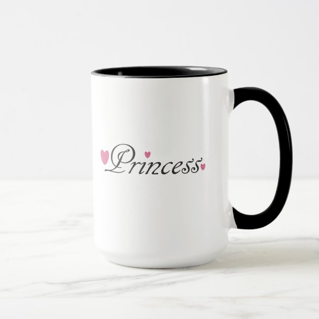 Princesa y taza rosada de los corazones (Derecha)