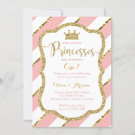 Princesas gemelas Invitación al cumpleaños, rosa,