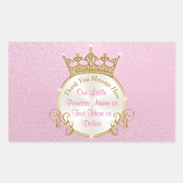 Princesas Pegatinas personalizadas, rosadas, tiara (Anverso)