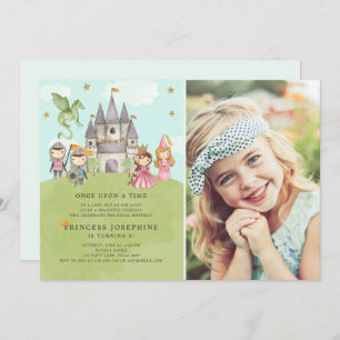 Princesas y caballeros Chica Invitación al cumplea