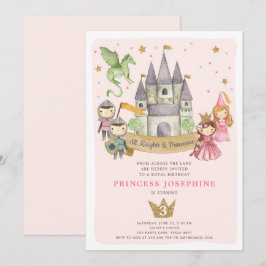 Princesas y caballeros Chica Invitación al cumplea