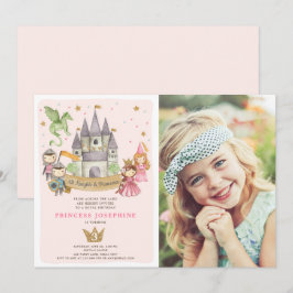 Princesas y Caballeros Chicas Invitación al cumple