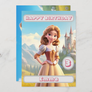 Princess Birthday Card Nombre personalizado Niños