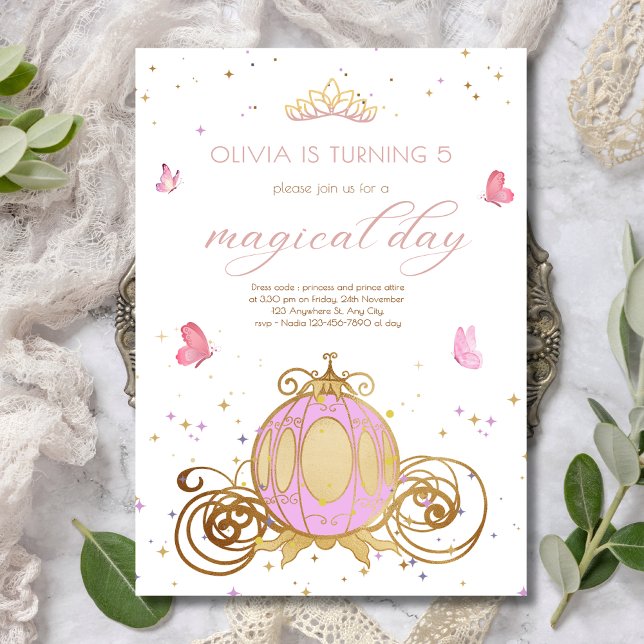 Princess Birthday Invitación Princess Carriage (Subido por el creador)