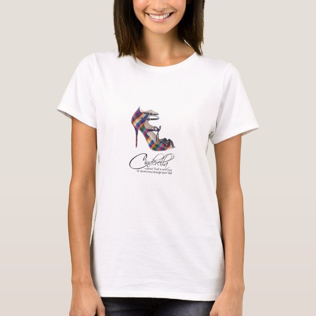 Princess Cinderella Cita Cheque Zapatos Camiseta (Anverso)