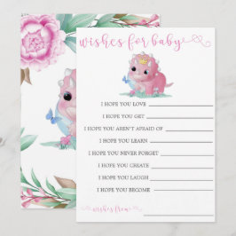 Princess Pink Dinosaur Peony Desea Tarjeta De Bebé