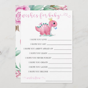 Princess Pink Dinosaur Peony Desea Tarjeta De Bebé