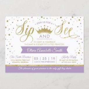 Princess Sip y Ver Invitación de Baby Shower