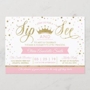 Princess Sip y Ver Invitación de Baby Shower