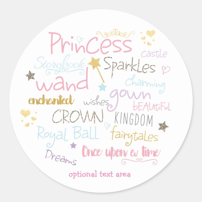 PRINCESS Typography Pegatina Personalizado del par (Anverso)