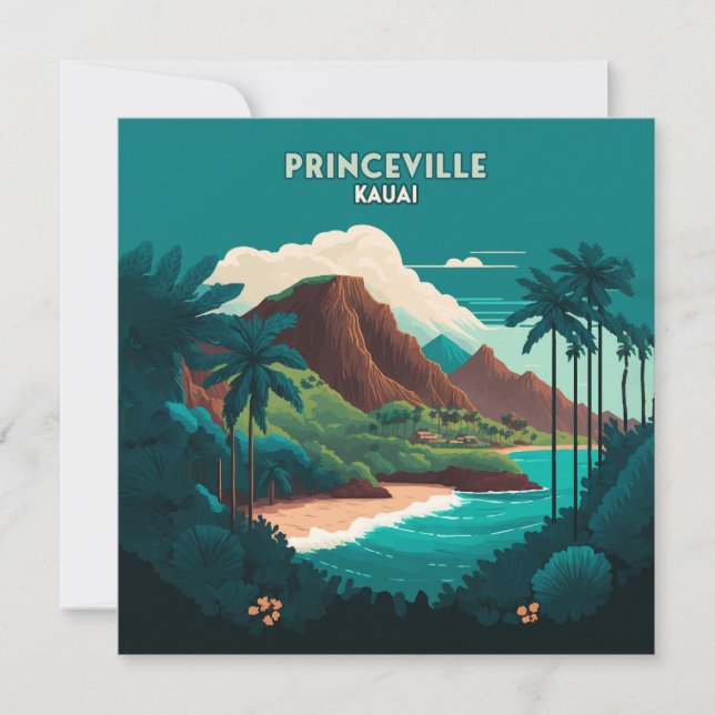 Princeville Kauai Hawaii Beach Mountains Retro (Anverso)