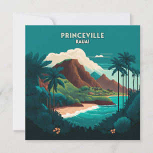 Princeville Kauai Hawaii Beach Mountains Retro