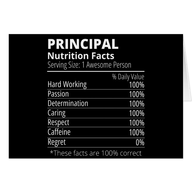 Principal Nutrition Facts Funny (Anverso (Horizontal))