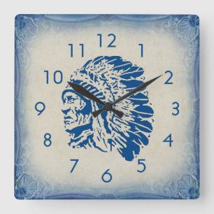 Principal reloj de pared azul de la silueta