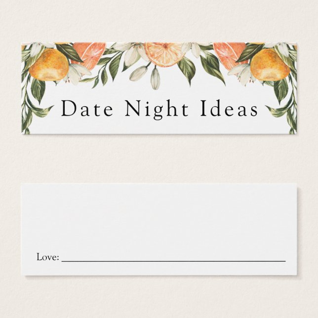 Principal Squeeze Clementines Date Night Idea Card (Anverso y reverso)