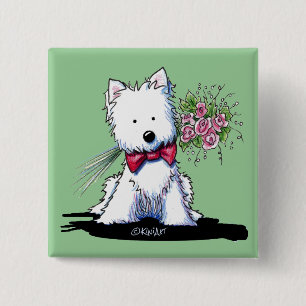 Príncipe de San Valentín Westie Pin Botón