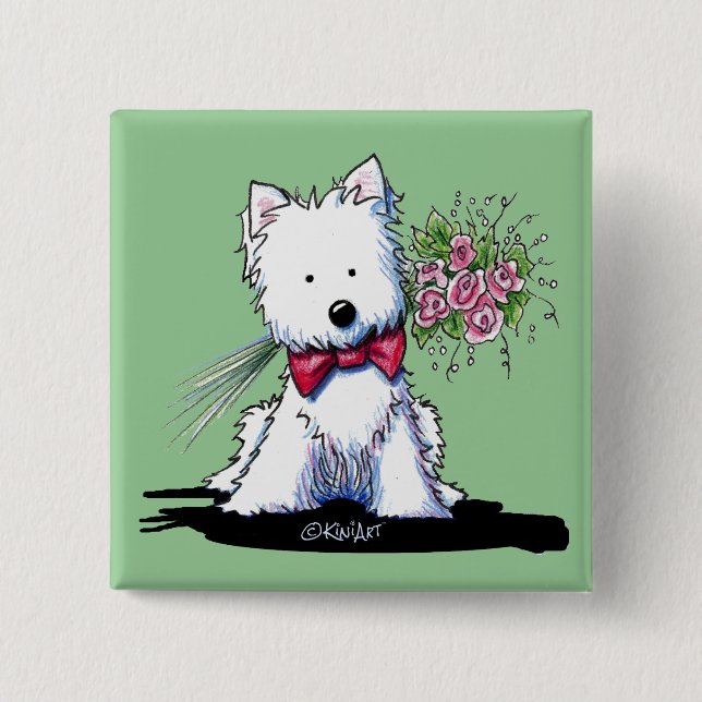Príncipe de San Valentín Westie Pin Botón (Anverso)
