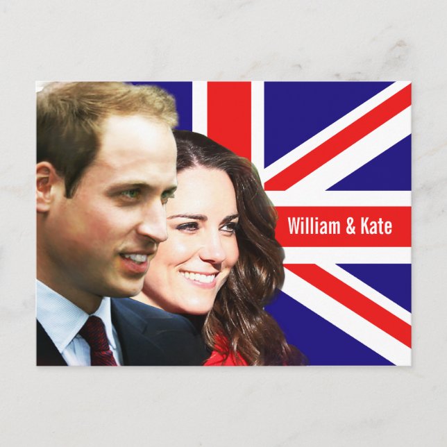 Príncipe Guillermo y postal de Kate (Anverso)