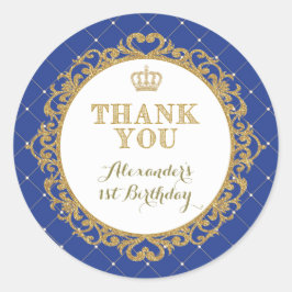 Príncipe Real Bebé Gracias Pegatina Favor De Cumpl