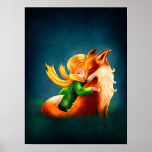 Principito y Fox. Ilustracion de arte de guardería
