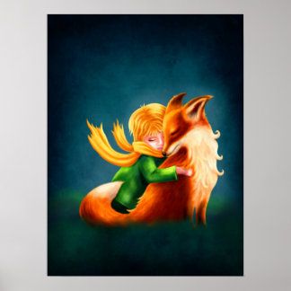 Principito y Fox. Ilustracion de arte de guardería