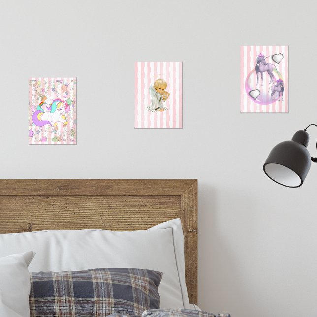 Print Set  Pink & White Stripe Unicorn Angel (Dormitorio)